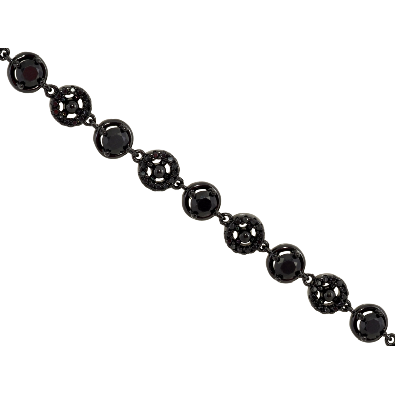 Браслет Xuping Позолота Black (черное золото) Звенья с черным цирконием длина с доп.замком 17,18.5см х 6мм фото №2