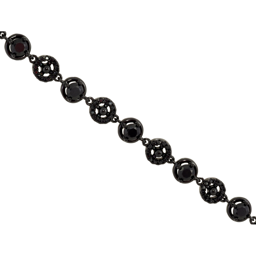 Браслет Xuping Позолота Black (чорне золото) Ланки з чорним цирконієм довжина з доп.замком 17,18.5см х 6мм фото №1