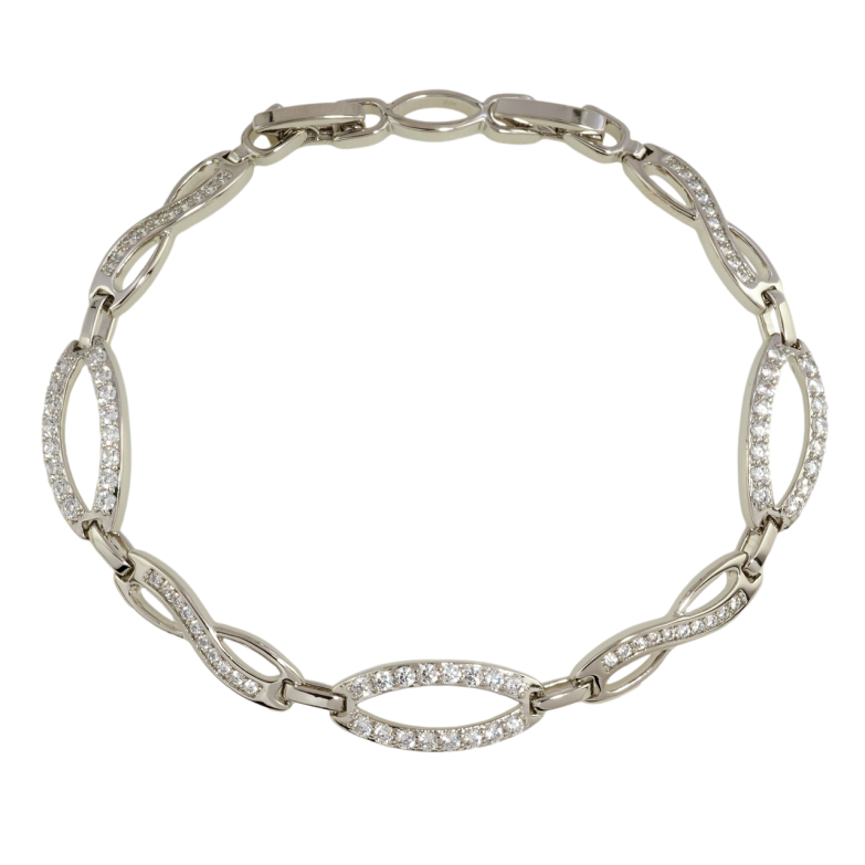 Браслет Xuping Родий Узор с инкрустацией цирконием размер с доп. замком 17,19см х 5-8мм фото №1