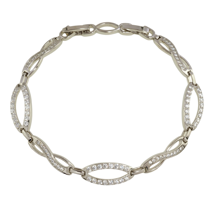 Браслет Xuping Родий Узор с инкрустацией цирконием размер с доп. замком 17,19см х 5-8мм фото №1