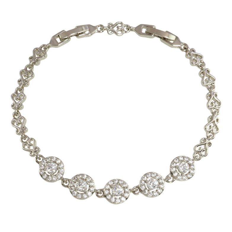 Браслет Xuping Родий Узор с инкрустацией цирконием размер с доп. замком 16.5,19.5см х 5мм фото №1