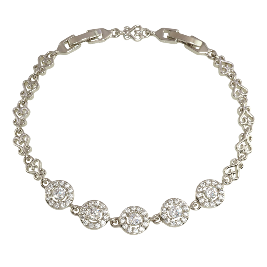 Браслет Xuping Родий Узор с инкрустацией цирконием размер с доп. замком 16.5,19.5см х 5мм фото №1