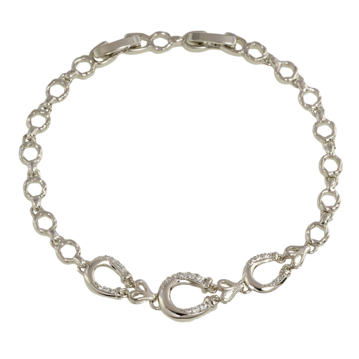 Браслет Xuping Родий Подковы с сердечками и цирконием размер с доп. замком 17,19см х 5мм фото №16