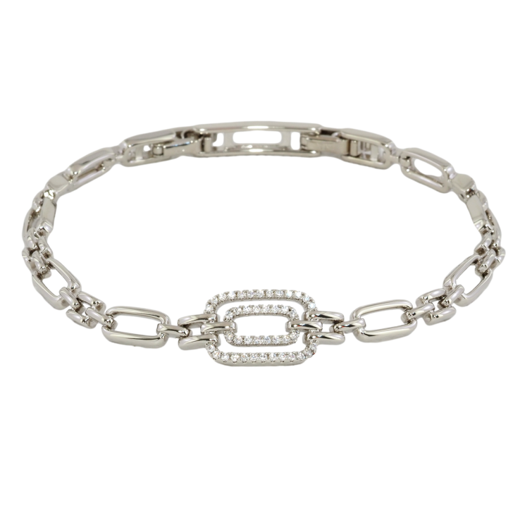 Браслет Xuping Родий Звенья с цирконием размер с доп. замком 16.5,18.5см х 4-5мм фото №24