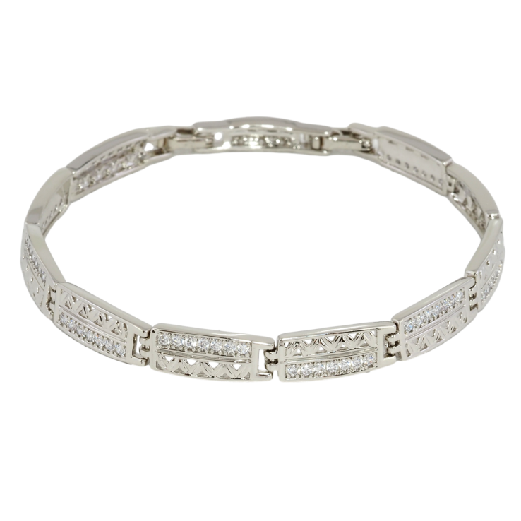 Браслет Xuping Родий Резной узор с цирконием размер с доп. замком 17,19.5см х 7мм фото №14