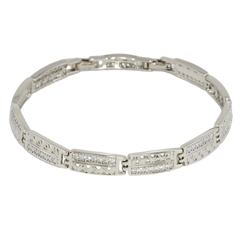 Браслет Xuping Родій Різьблений візерунок з цирконієм довжина з дод. замком 17,19.5см х 7мм фото №11