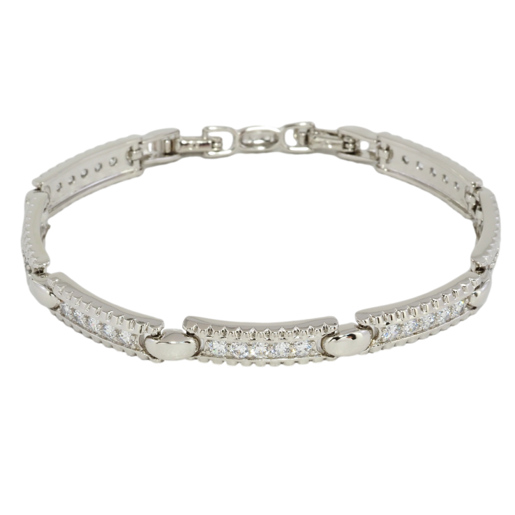 Браслет Xuping Родий Дорожки циркония размер с доп. замком 17,19см х 6мм фото №25