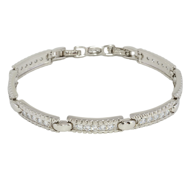 Браслет Xuping Родий Дорожки циркония размер с доп. замком 17,19см х 6мм фото №1