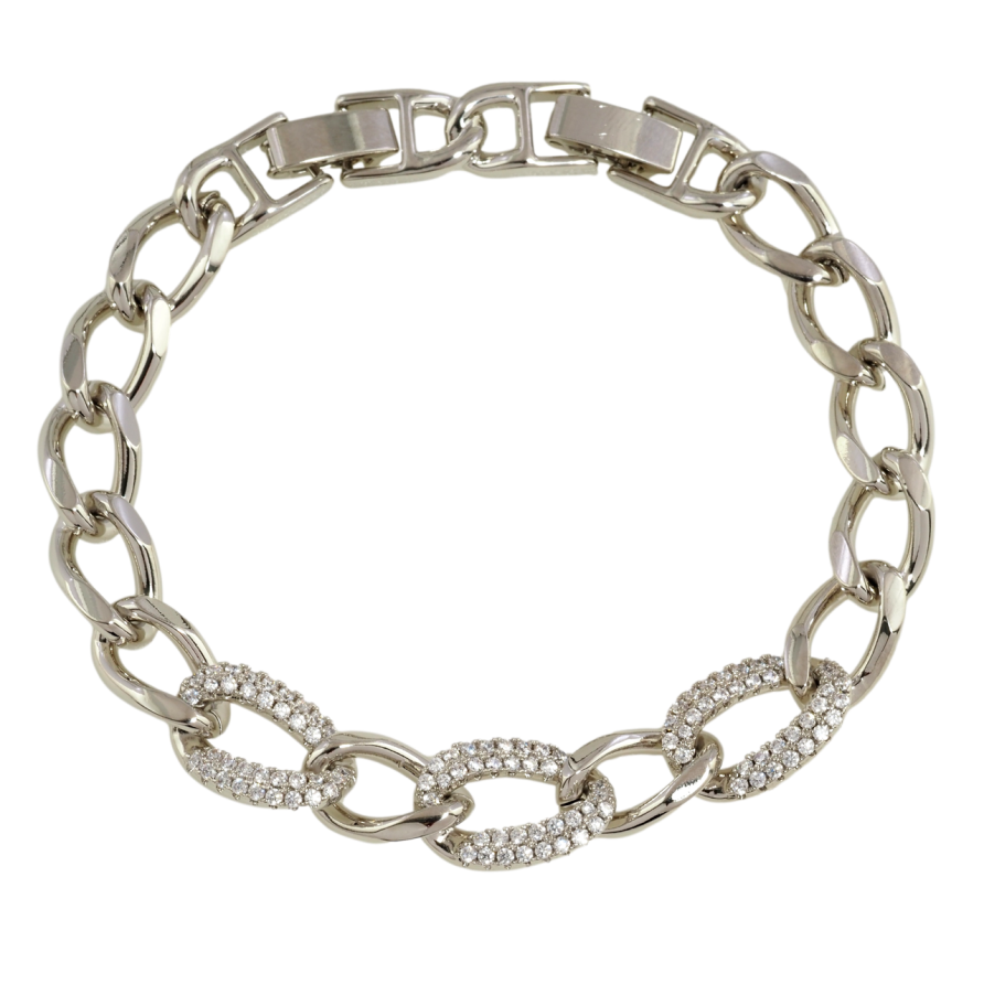 Браслет Xuping Родій Ланцюжок з інкрустацією цирконієм довжина з дод. замком 16.5,18.5см х 8мм фото №1