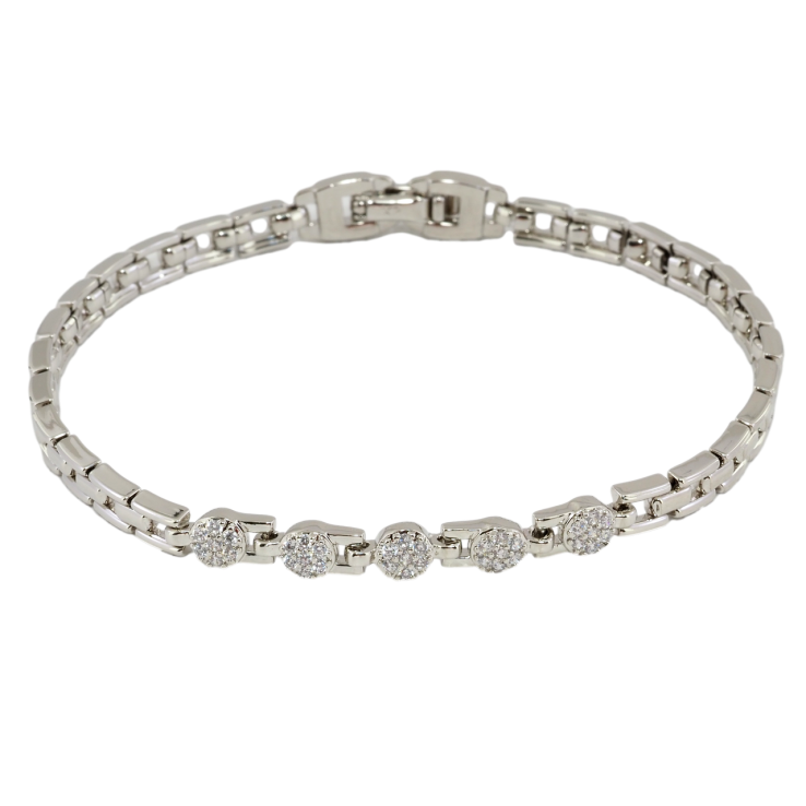 Браслет Xuping Родій Візерунок з цирконієм розмір 19.5см х 4мм фото №3