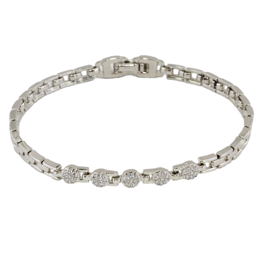 Браслет Xuping Родий Узор с цирконием размер 19.5см х 4мм фото №1