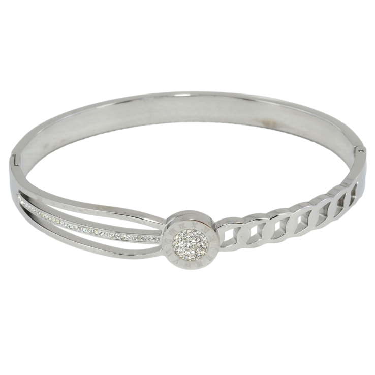 Браслет Xuping ТТМ Stainless Steel колір Родій Візерунок ланцюжок з цирконієм ø 6см фото №24