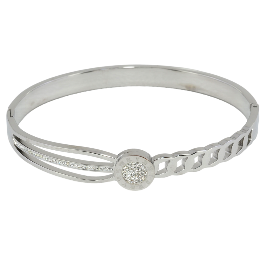 Браслет Xuping ТТМ Stainless Steel колір Родій Візерунок ланцюжок з цирконієм ø 6см фото №1