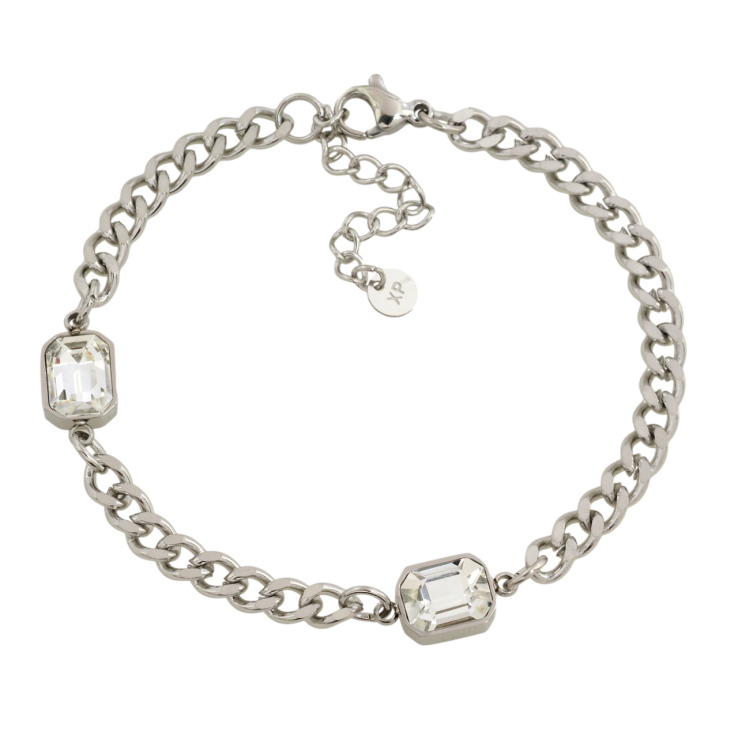 Браслет Xuping ТТМ Stainless Steel колір Родій Ланцюжок Панцирний з кристалами розмір з доп.цеп 17-21см х 4мм фото №22