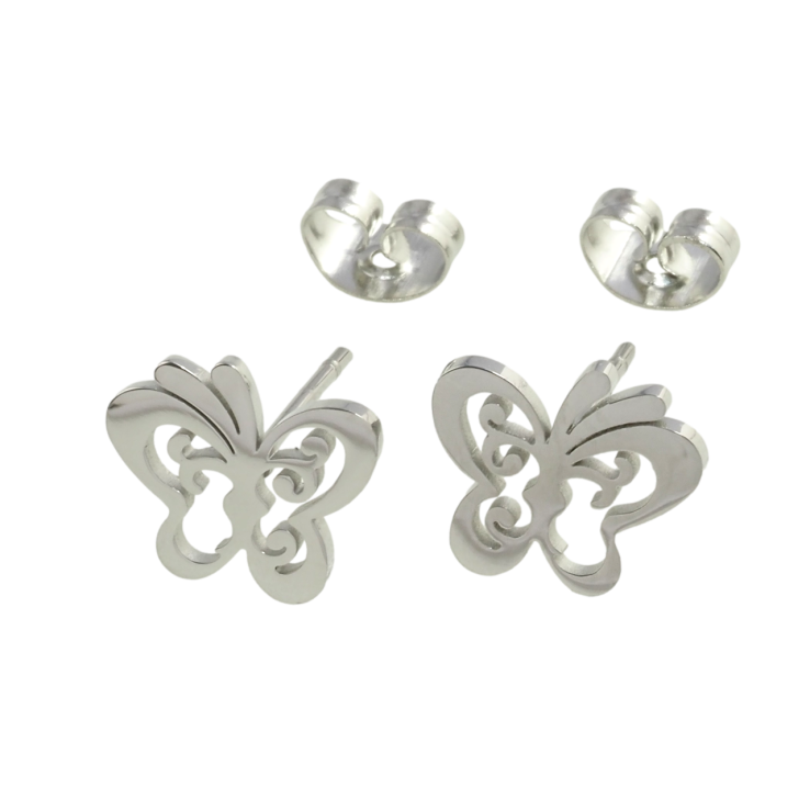 Сережки Xuping TTM Stainless Steel колір Родій пусети Метелики фото №25