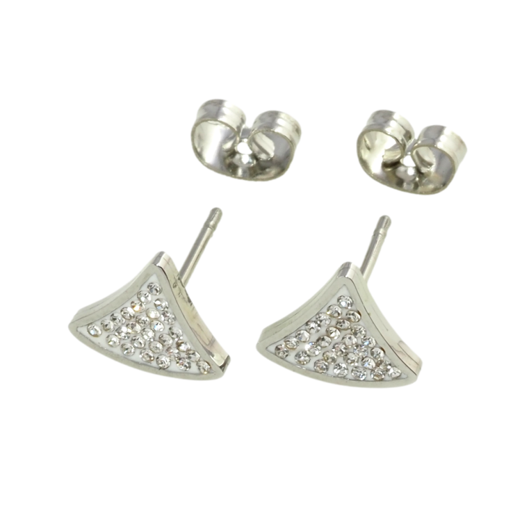 Серьги Xuping TTM Stainless Steel цвет Родий пусеты Треугольники с цирконием фото №5