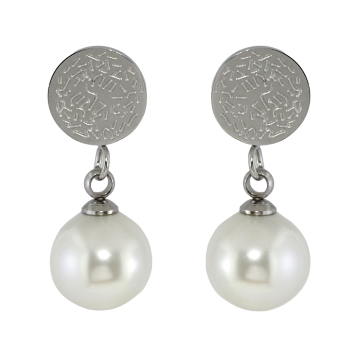 Серьги Xuping TTM Stainless Steel цвет Родий пусеты Жемчужные подвески фото №23