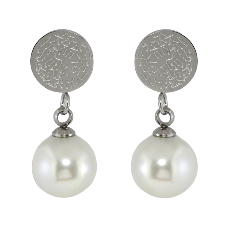 Серьги Xuping TTM Stainless Steel цвет Родий пусеты Жемчужные подвески фото №3