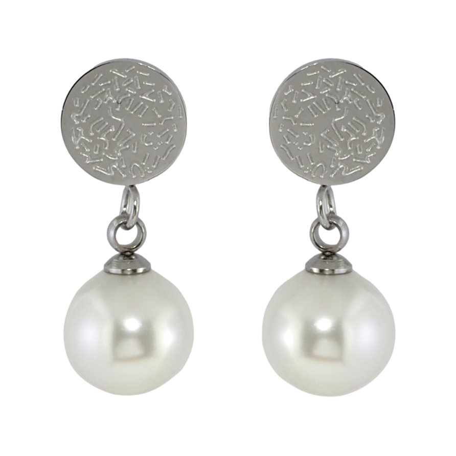 Серьги Xuping TTM Stainless Steel цвет Родий пусеты Жемчужные подвески фото №1