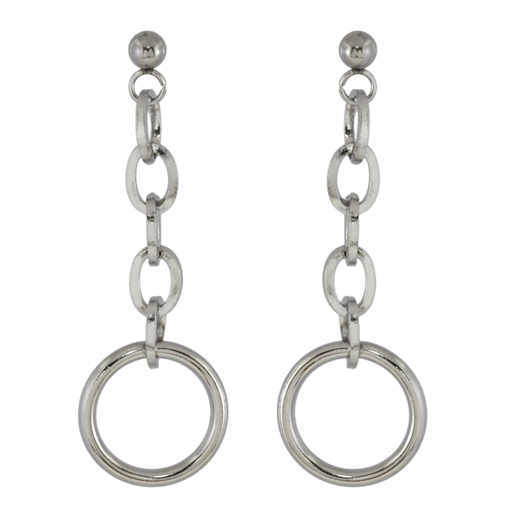 Серьги Xuping TTM Stainless Steel цвет Родий пусеты Подвески с колечками фото №18