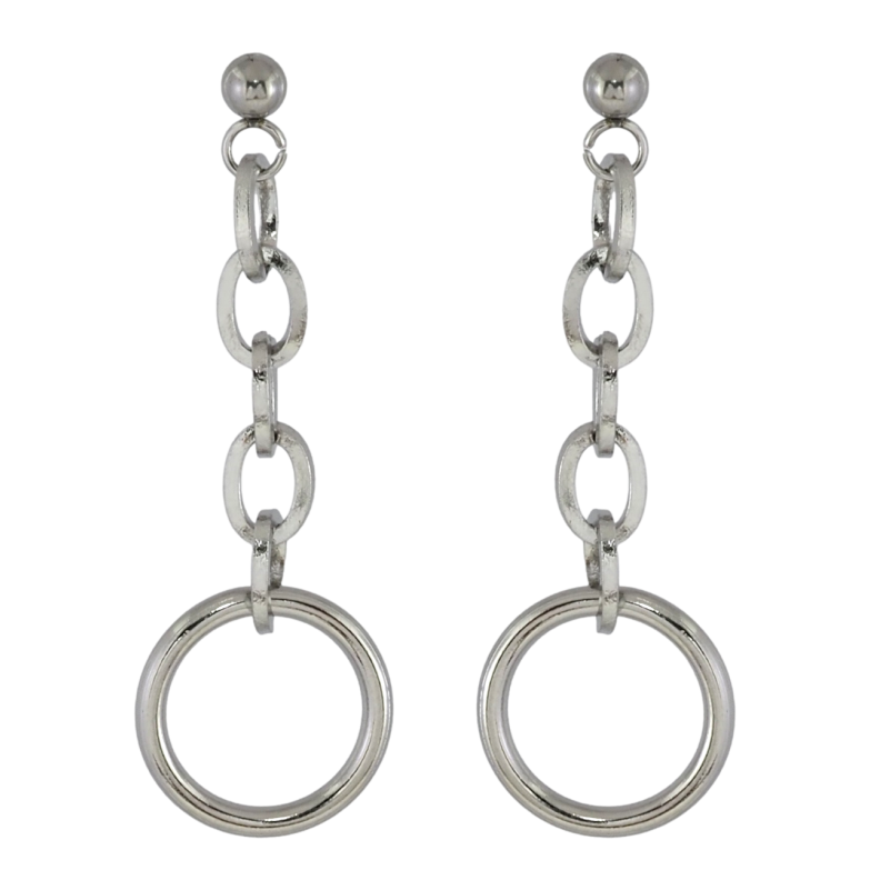 Серьги Xuping TTM Stainless Steel цвет Родий пусеты Подвески с колечками фото №6