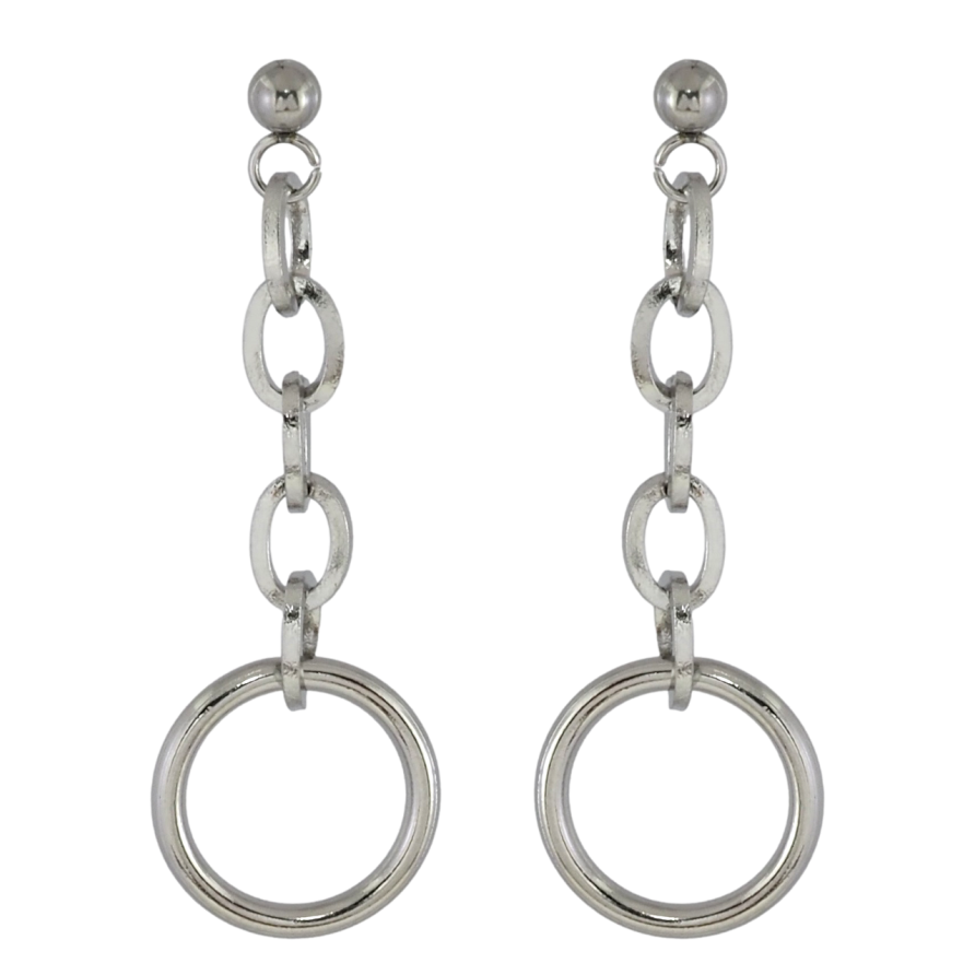 Серьги Xuping TTM Stainless Steel цвет Родий пусеты Подвески с колечками фото №1