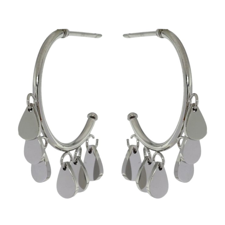 Серьги Xuping TTM Stainless Steel цвет Родий пусеты Дуги с подвесками фото №24