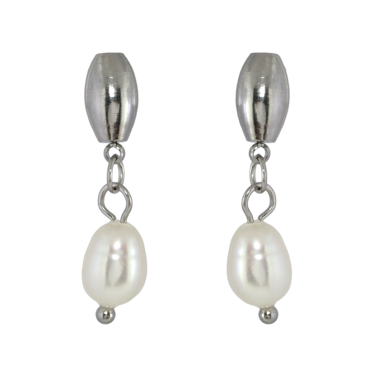 Серьги Xuping TTM Stainless Steel цвет Родий пусеты Жемчужные подвески фото №22