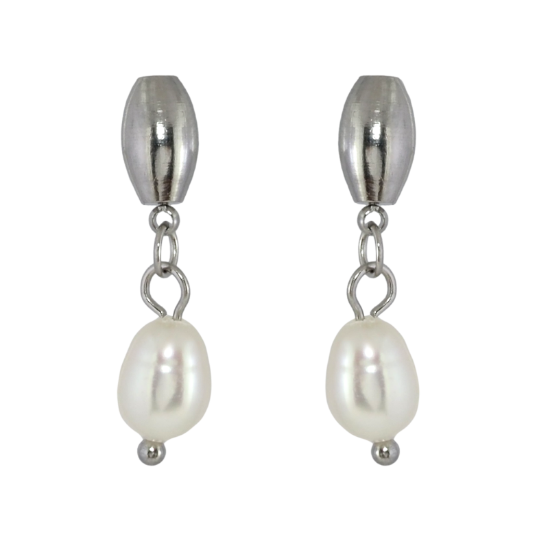 Серьги Xuping TTM Stainless Steel цвет Родий пусеты Жемчужные подвески фото №1