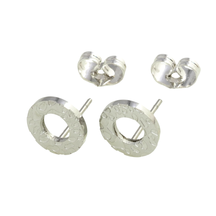 Серьги Xuping TTM Stainless Steel цвет Родий пусеты Круги с узором фото №14