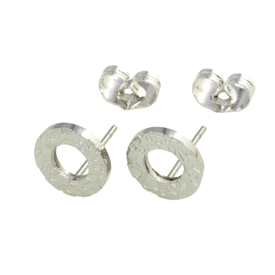 Серьги Xuping TTM Stainless Steel цвет Родий пусеты Круги с узором фото №1