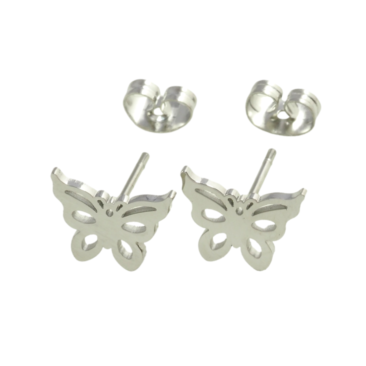 Сережки Xuping TTM Stainless Steel колір Родій пусети Метелики фото №24