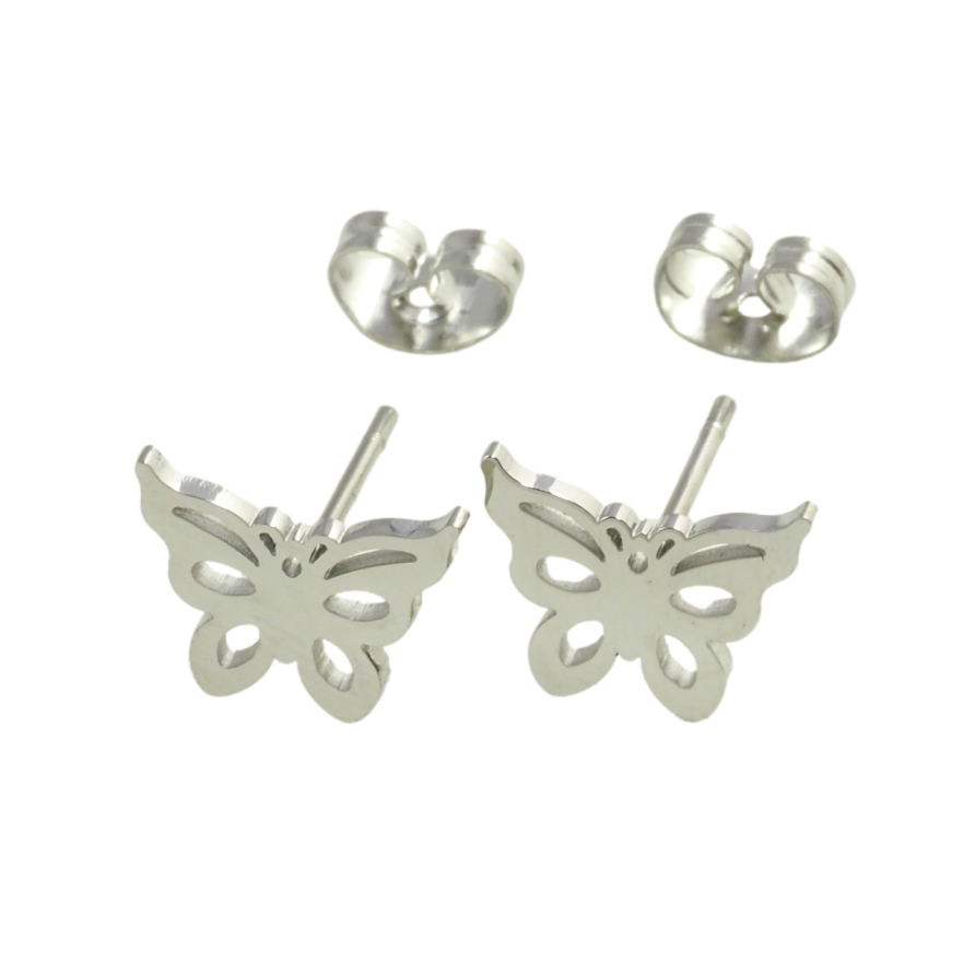 Серьги Xuping TTM Stainless Steel цвет Родий пусеты Бабочки фото №1