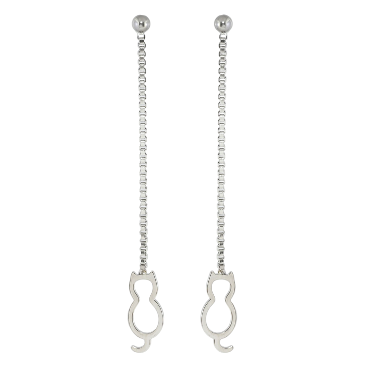 Серьги Xuping TTM Stainless Steel цвет Родий пусеты Подвески кошки фото №6