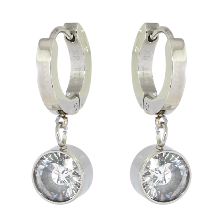 Сережки Xuping TTM Stainless Steel колір Родій підвіски на колечках Фіаніт ø 8мм фото №19