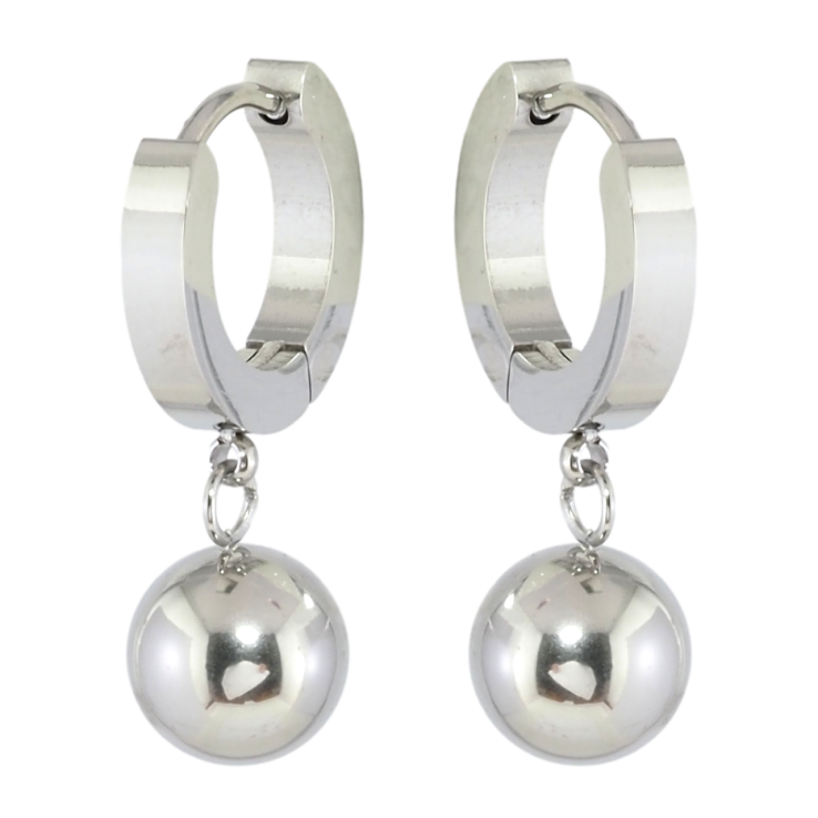 Сережки Xuping TTM Stainless Steel колір Родій підвіски на колечках Кульки ø 8мм фото №17