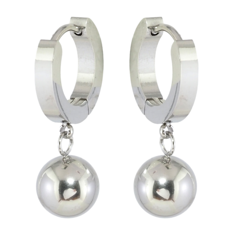 Серьги Xuping TTM Stainless Steel цвет Родий подвески на колечках Шарики ø 8мм фото №1