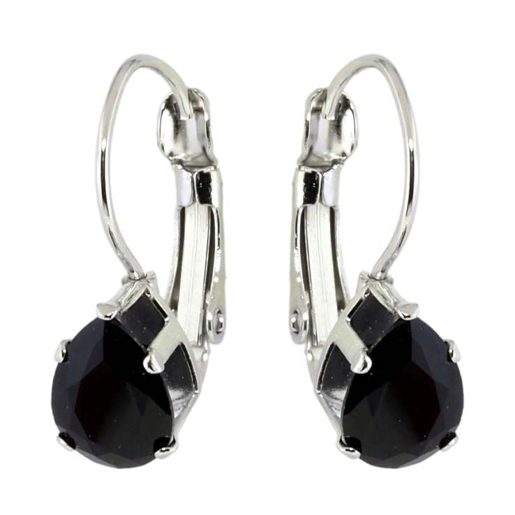 Серьги Xuping TTM Stainless Steel цвет Родий французский замок Черные кристаллы на дужках фото №19