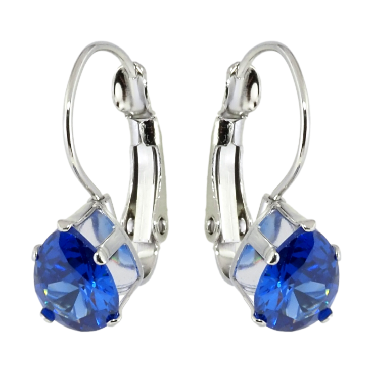 Серьги Xuping TTM Stainless Steel цвет Родий французский замок Синие кристаллы на дужках фото №22