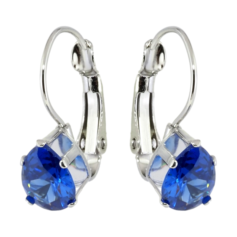 Сережки Xuping TTM Stainless Steel колір Родій французький замок Сині кристали на дужках фото №7