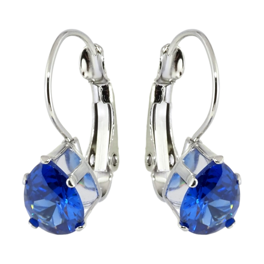 Серьги Xuping TTM Stainless Steel цвет Родий французский замок Синие кристаллы на дужках фото №1