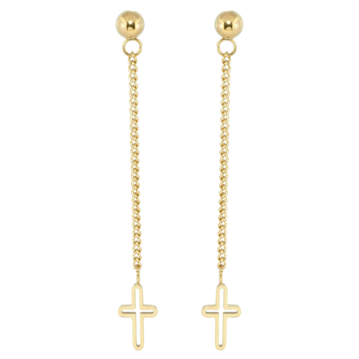 Серьги Xuping TTM Stainless Steel цвет 14K пусеты Подвески Крестики на цепочке фото №9