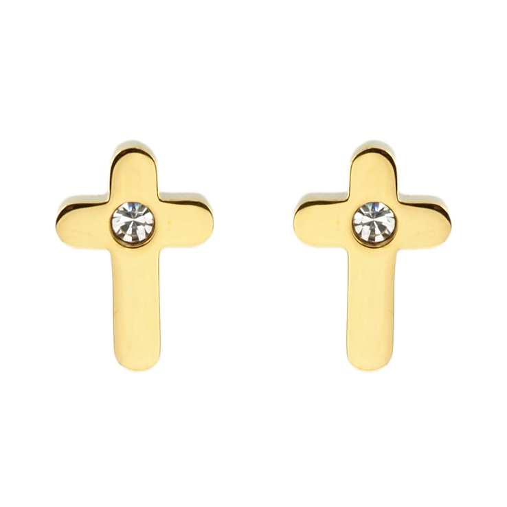 Серьги Xuping TTM Stainless Steel цвет 14K пусеты Крестики с кристаллом фото №11