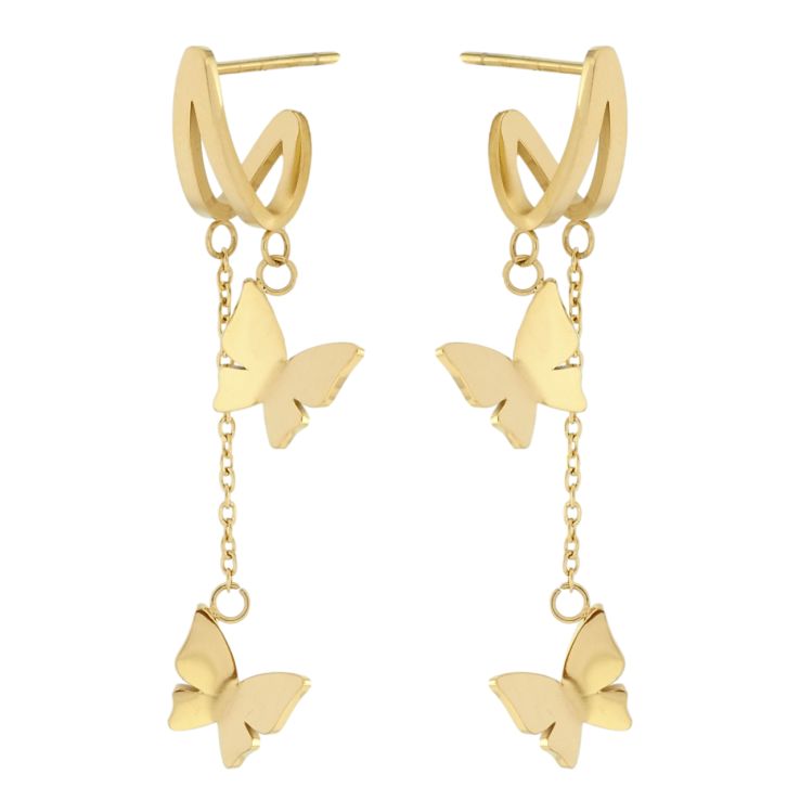 Сережки Xuping TTM Stainless Steel колір 14K пусети Підвіски метелики фото №16