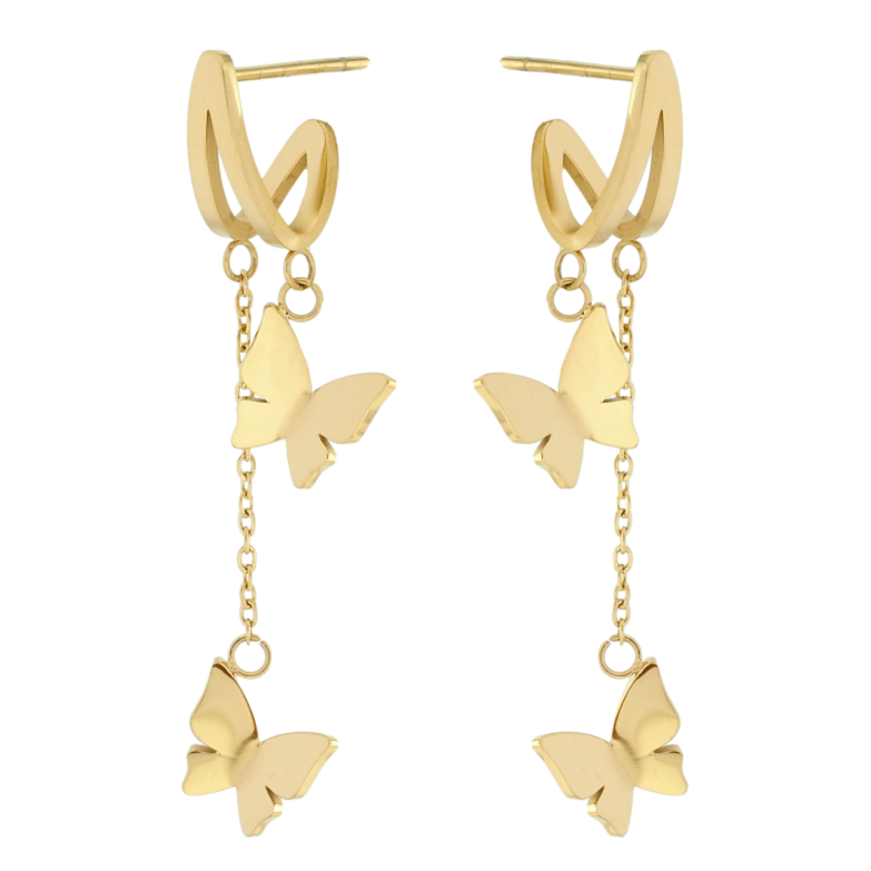 Сережки Xuping TTM Stainless Steel колір 14K пусети Підвіски метелики фото №1
