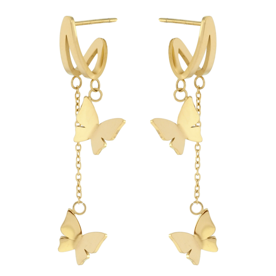 Сережки Xuping TTM Stainless Steel колір 14K пусети Підвіски метелики фото №1
