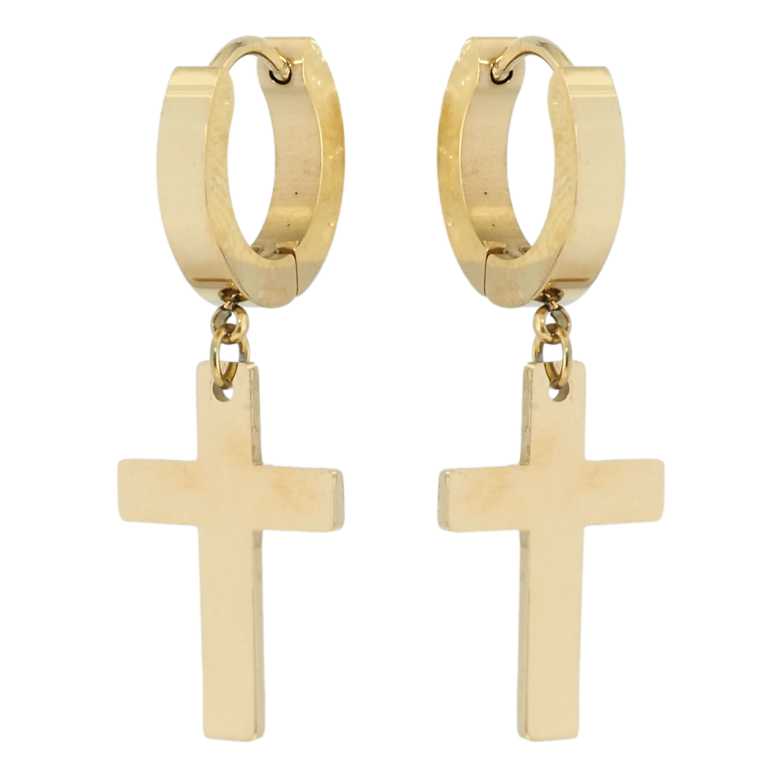 Серьги Xuping TTM Stainless Steel цвет 14K подвески на колечках Крестики фото №1