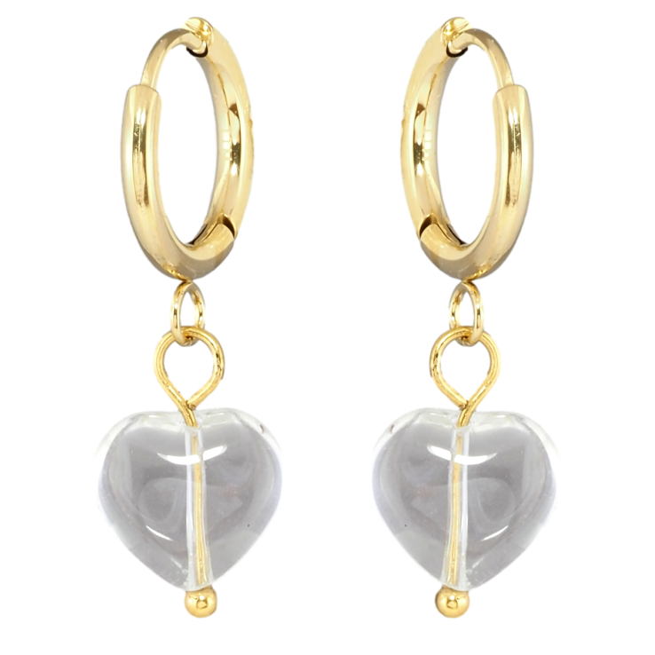 Сережки Xuping TTM Stainless Steel колір 14K підвіски на колечках Прозорі серця фото №24