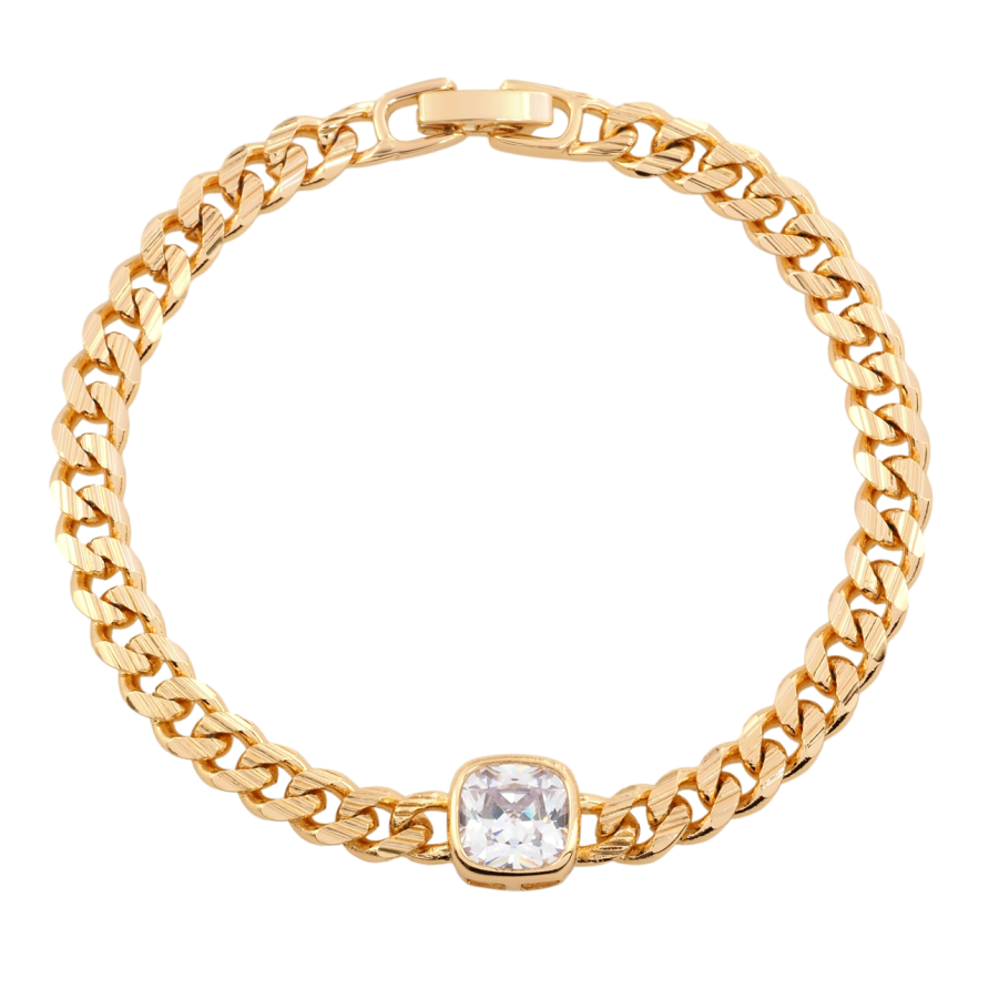 Браслет Xuping Позолота 18K Цепочка Панцирное плетение с фианитом размер 18.5см х 6мм фото №1