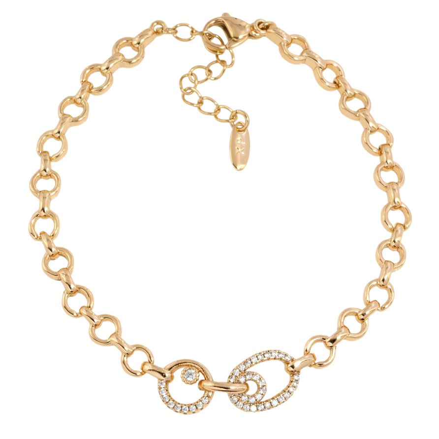 Браслет Xuping Позолота 18K Цепочка Бельцер с декоративной вставкой размер с доп.цепочкой 17.5-21см х 5мм фото №1